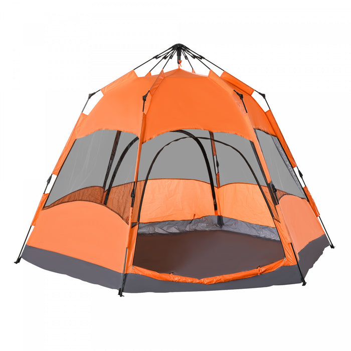 Outsunny Tente Hexagonal Double Couche Camping Tente 4-6 Personnes Portable Pliable Dome Abri Randonnee Voyage Tente Toutes Saisons Utilise