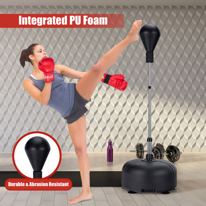 Punching-ball Avec Support, Poire De Vitesse Pour Adultes Et Enfants, Hauteur Reglable Sur 4 Niveaux, Ventouses Stables, Simili Cuir, Gants De Boxe Respirants, Facile A Transporter, Punching-ball Sport A Domicile