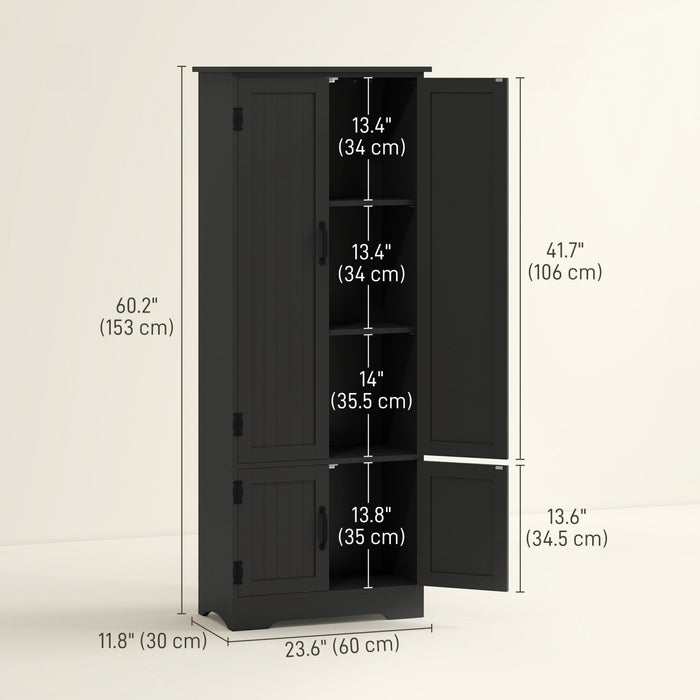 HOMCOM Garde-manger de cuisine 60 po, meuble de rangement, Noir