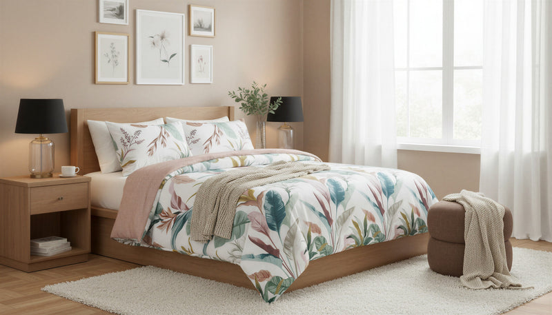 Ensemble Douillette Reversible pour Lit Simple avec Cache-Oreiller 