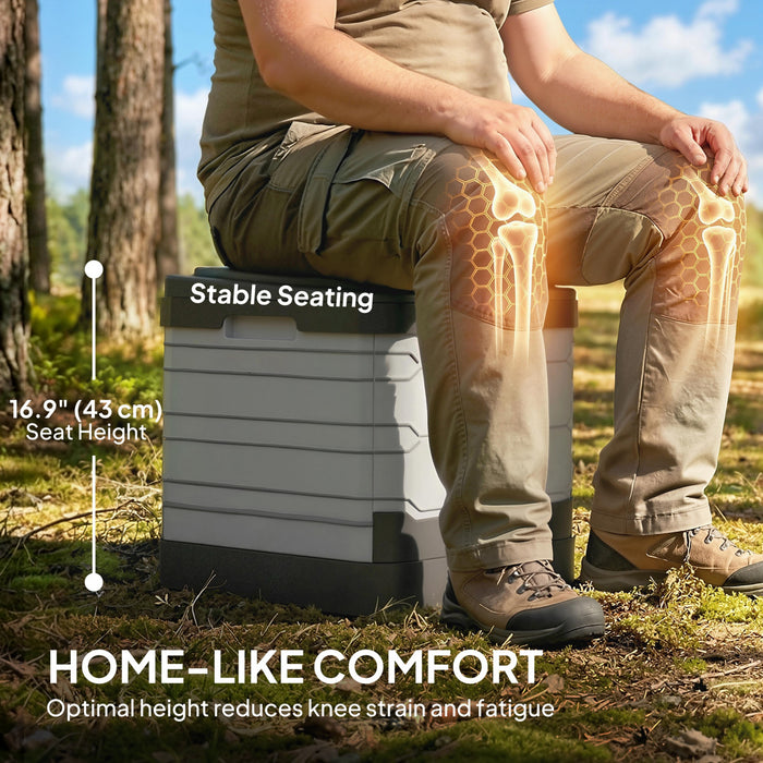 Toilette portable Outsunny pliable pour adultes, gris