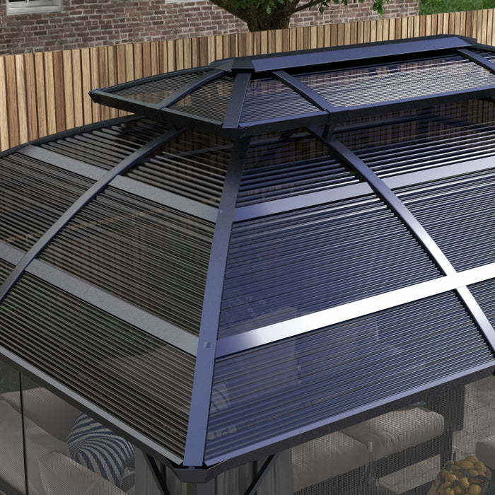 Outsunny Tonnelle De Patio 13' X 10', Tonnelle A Double Toit, Noir