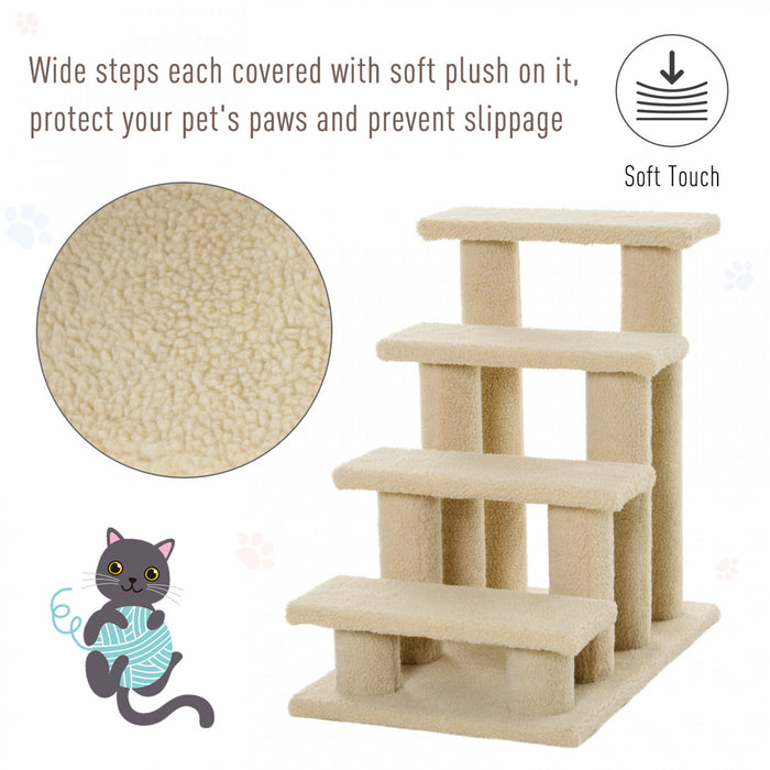 Pawhut Escalier Pour Chat A 4 Niveaux A Plusieurs Niveaux Marron Clair