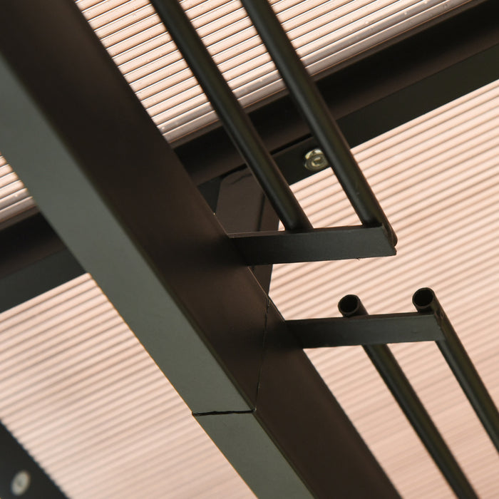 Outsunny 13' X 10' Pavillon De Jardin Tonnelle Gazebo Toit Rigide Auvent Tente De Fete Patio Abri Exterieur Avec Rideaux Et Moustiquaires Gris