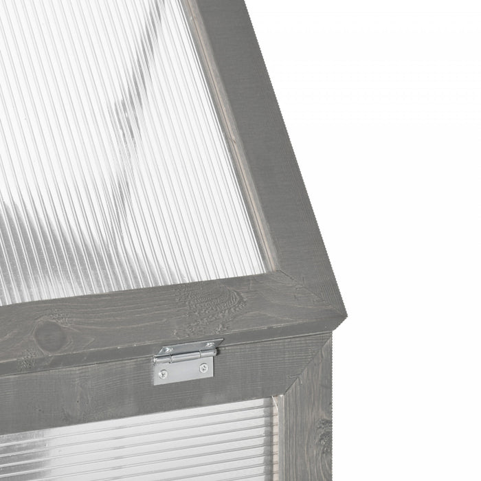 Outsunny Serre En Bois A 2 Niveaux Avec Cadre Froid Et Polycarbonate Pour La Culture Des Plantes, Jardin Portable, Gris Fonce.