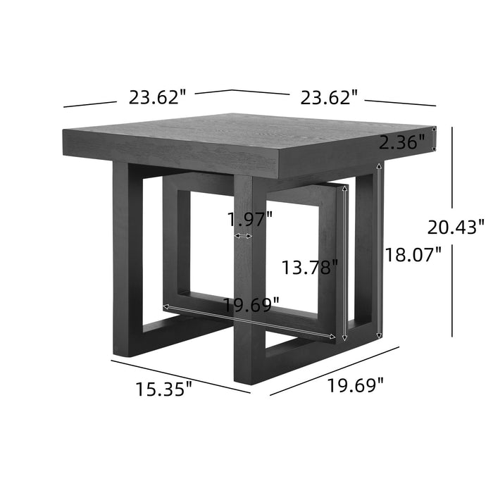 Ethan Table d'Appoint Rustique en Bois de Caoutchouc Solide, Noir