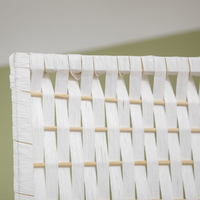 HOMCOM Paravent 6 pi avec 4 panneaux et etageres, separateur mural, blanc