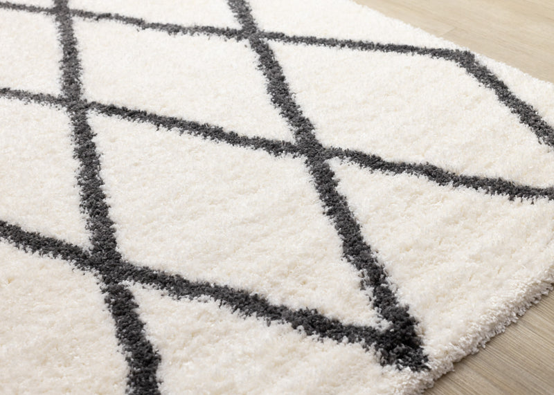 Tapis Fairmont treillis blanc gris, 5'3\" x 7'7\"