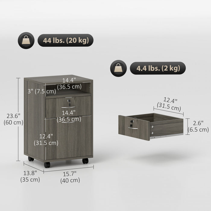 HOMCOM Classeur Vertical avec Tiroir Verrouillable, Classeur, Gris