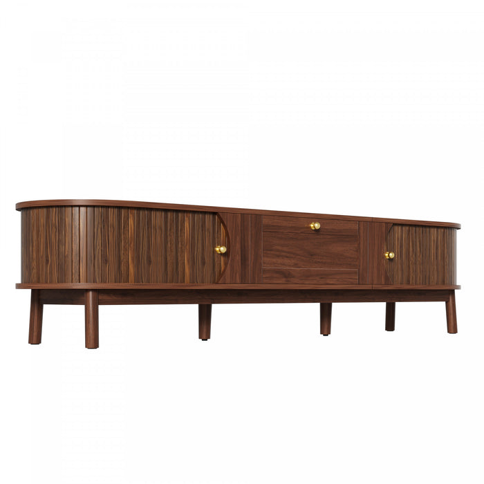 Oakmere Meuble TV Moderne 67 po avec Tiroir et Portes Coulissantes, Noyer