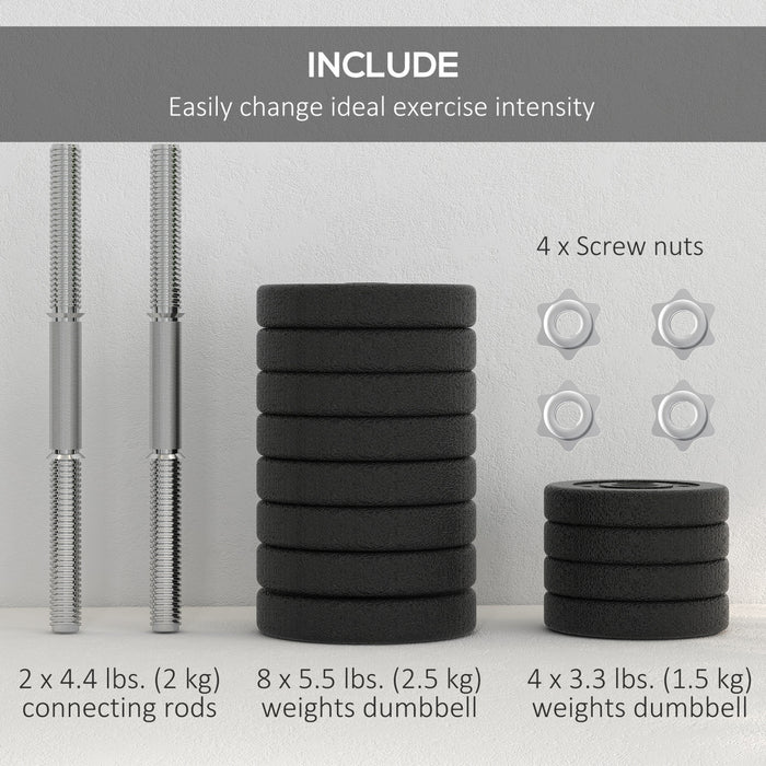Soozier - Set d'halteres reglables 2 x 15 kg pour musculation, noir