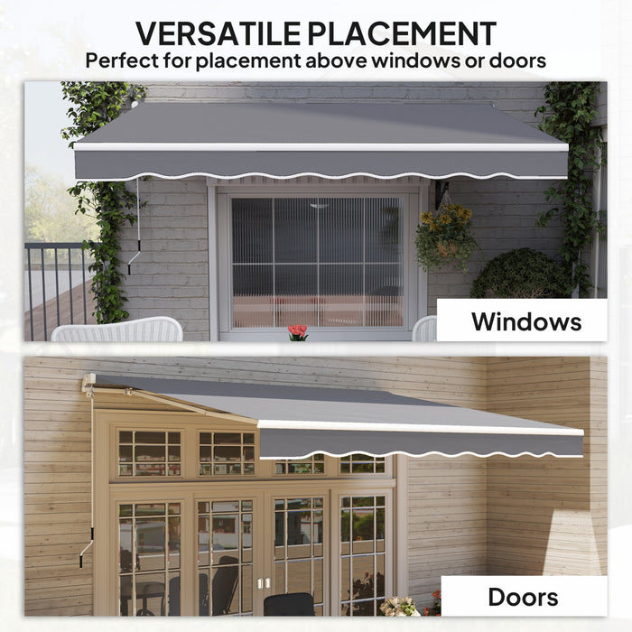 Outsunny Store Retractable 8'x7', Abri de Terrasse, Pare-Soleil, Gris Fonce