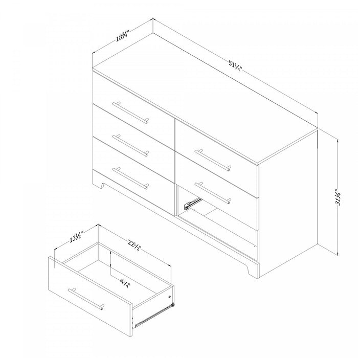 Primo Commode 6 Tiroirs - Chene Rustique