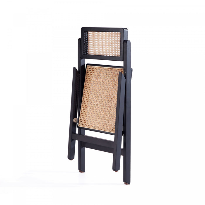 Chaise pliante en bois style industriel Pullman, noir et naturel - Lot de 4