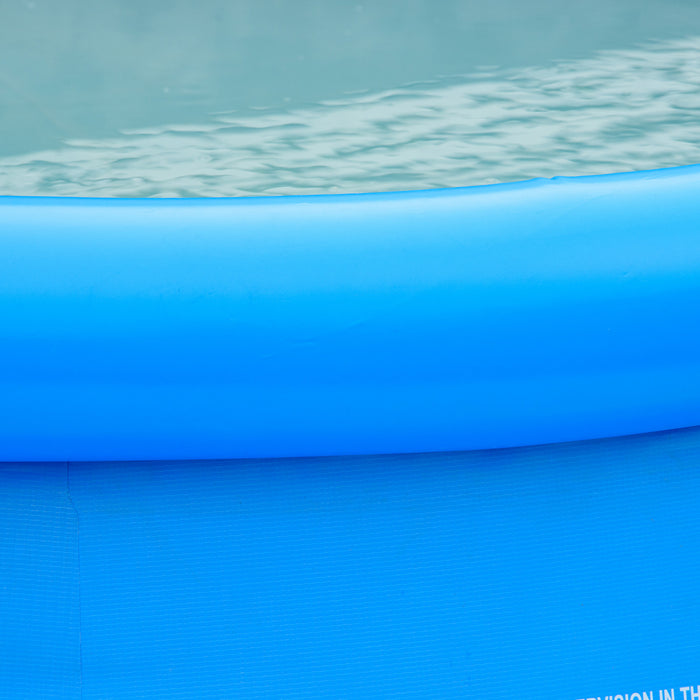 Outsunny Piscine Gonflable Familiale 104\" X 30\" Avec Pompe Manuelle Pour Enfants, Adultes, Exterieur Jardin Cour Bleu