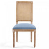 Oliver Solid Wood Rubberwood Dining Chair Set of 2 with Upholstered Seat Cane Backrest and Fluted Legs,Blue | Oliver lot de 2 chaises de salle a manger en bois massif (hevea) avec assise rembourree, dossier en cannage et pieds canneles, bleu