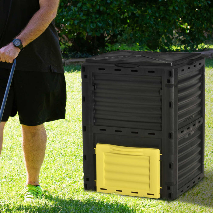 Outsunny Garden Compost Bin Large Outdoor Compost Container Jaune