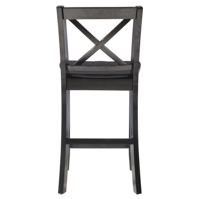 Tabouret Torino de hauteur comptoir avec dossier en X - noir