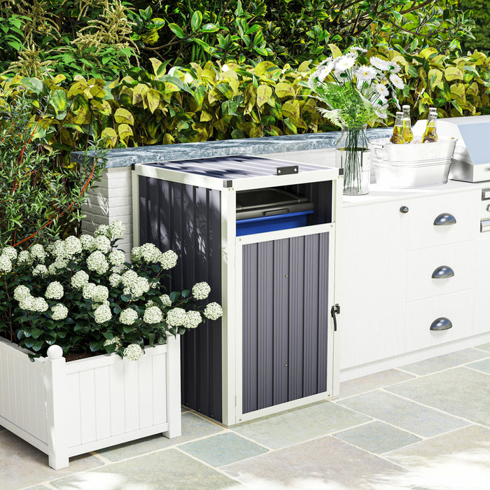 Outsunny Hangar A Poubelle Simple, Verrouillable Avec Couvercle Ouvrable