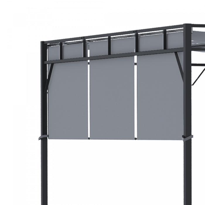 Outsunny 10' X 10' Pergola Retractable De Jardin Auvent Abri Soleil Avec Toit Coulissant Cadre En Acier Pour L'exterieur Gris Fonce