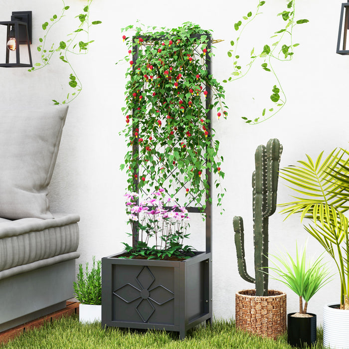 Outsunny Jardiniere en metal avec treillis, trous de drainage