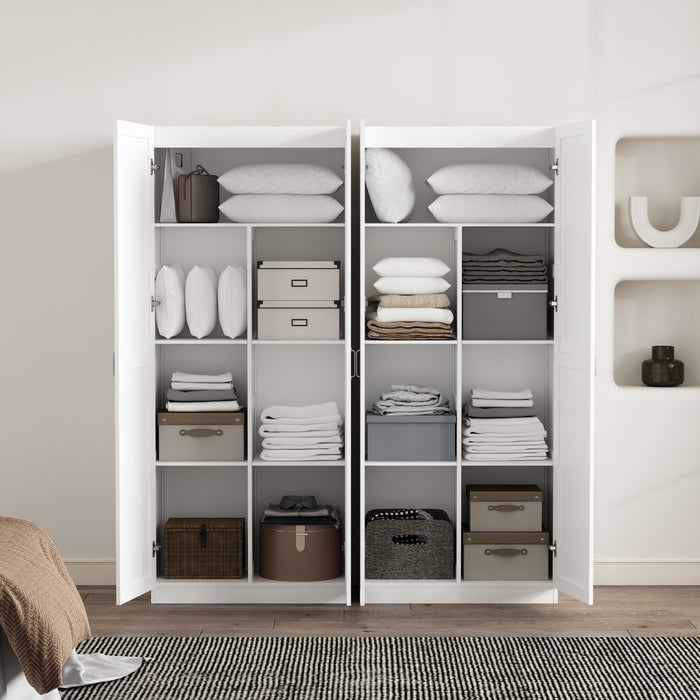 Armoire de rangement Cornelia Modern 30\" en blanc (7 etageres) - Lot de 2