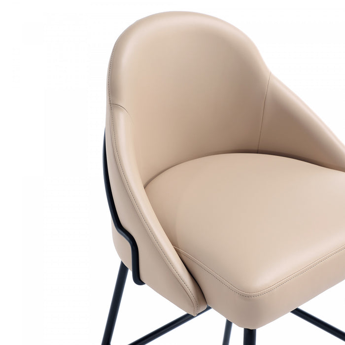 Tabouret de bar moderne en metal Gracie, rembourre, couleur beige et noir