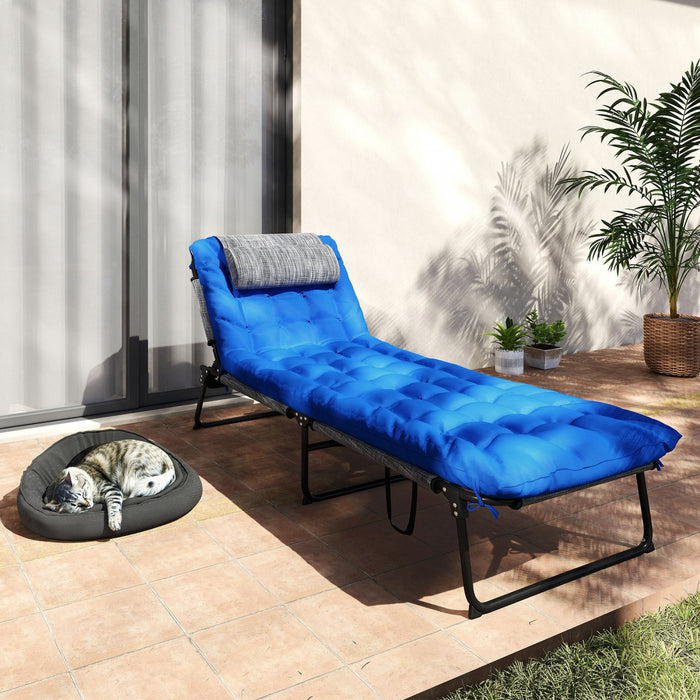 Outsunny Chaise Longue Pliante Avec Coussin, Chaise De Bronzage Inclinable