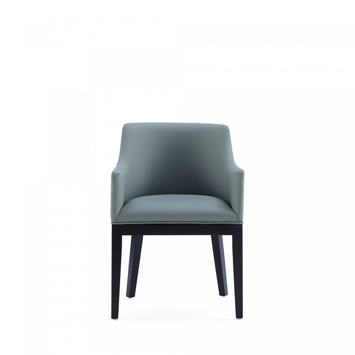 Fauteuil moderne Gansevoort en bois et cuir vegetalien couleur etain - Lot de 2