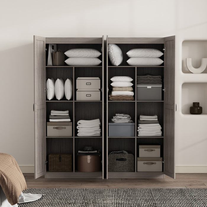 Armoire de rangement Cornelia Modern 30\" en gris (7 etageres) - Lot de 2