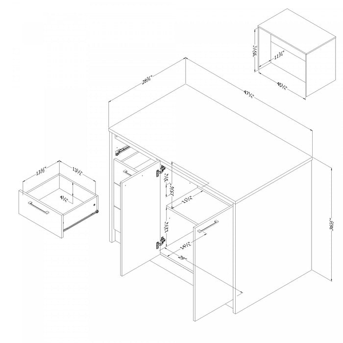 Myro Ilot De Cuisine Avec Rangement - Fausse Pierre Noire Et Blanc