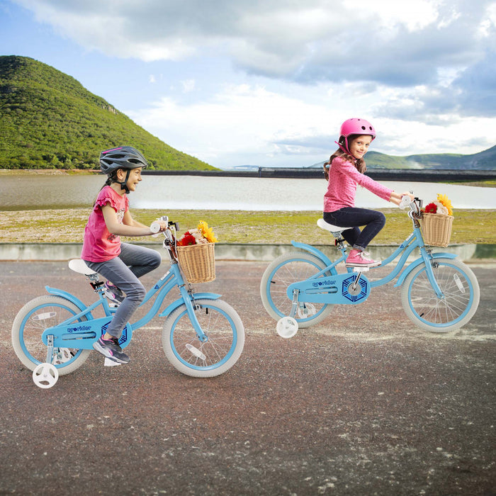 Prorider 16\" Velo Enfant Avec Roues D'entrainement Reglable Guidon Siege Frein A Main Bleu