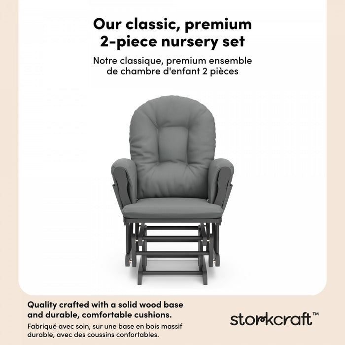 Storkcraft Hoop Fauteuil bercant et pouf - Gris avec gris