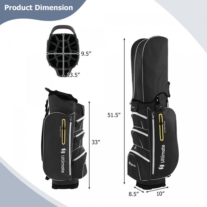Costway Leger Sac De Chariot De Golf Avec 15 Voies Haut Diviseur Individuel Putter Bien Refroidisseur Sac Noir