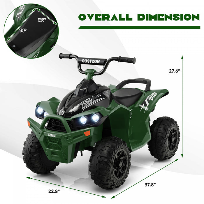 Costway 12v Batterie Alimentee Enfants Rouler Sur Atv Electrique 4 Roues Quad Car Avec Mp3 & Lumiere