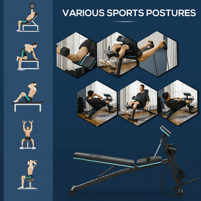 Soozier Banc pour halteres pliable et reglable pour entrainement a domicile, bleu