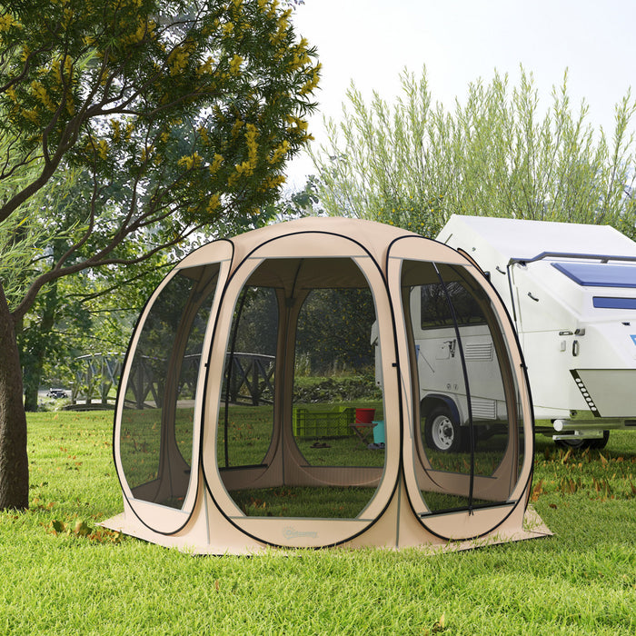 Outsunny Tente Moustiquaire , Tonnelle Escamotable Avec 2 Portes, Beige