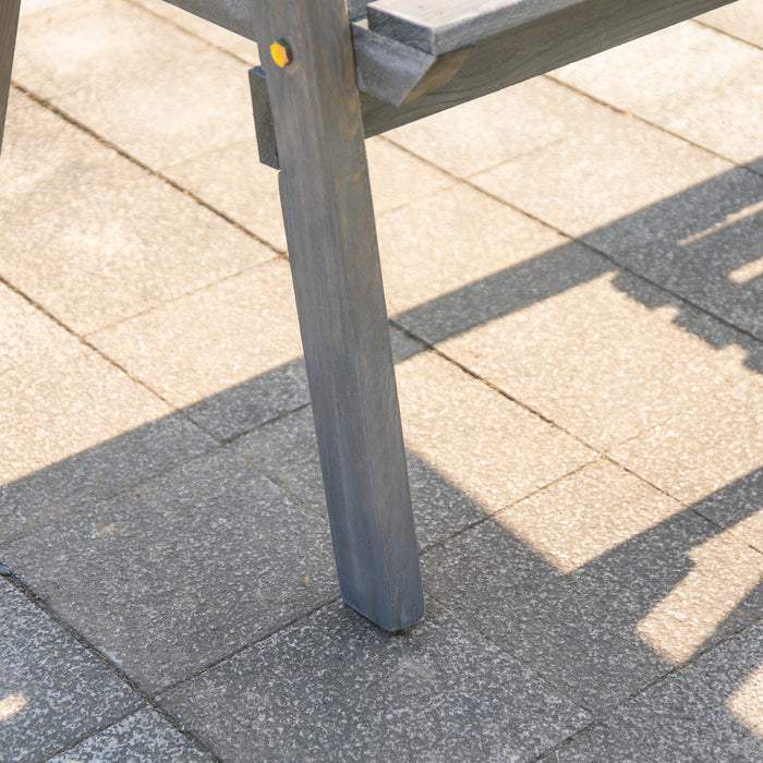 Outsunny Banc D'exterieur 2 Places Avec Table, Banc De Jardin En Bois, Gris