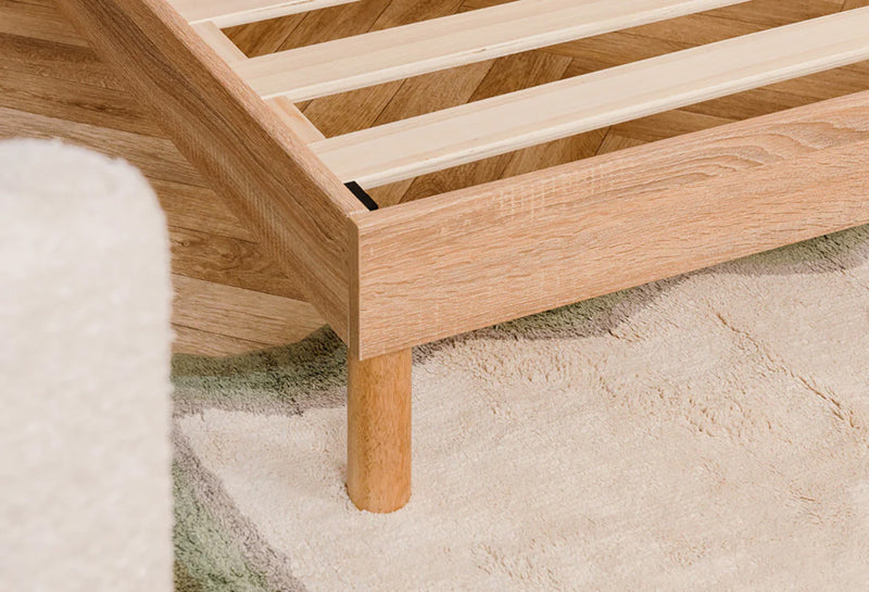 Cadre de lit plateforme double Smart Base Essential en métal - naturel