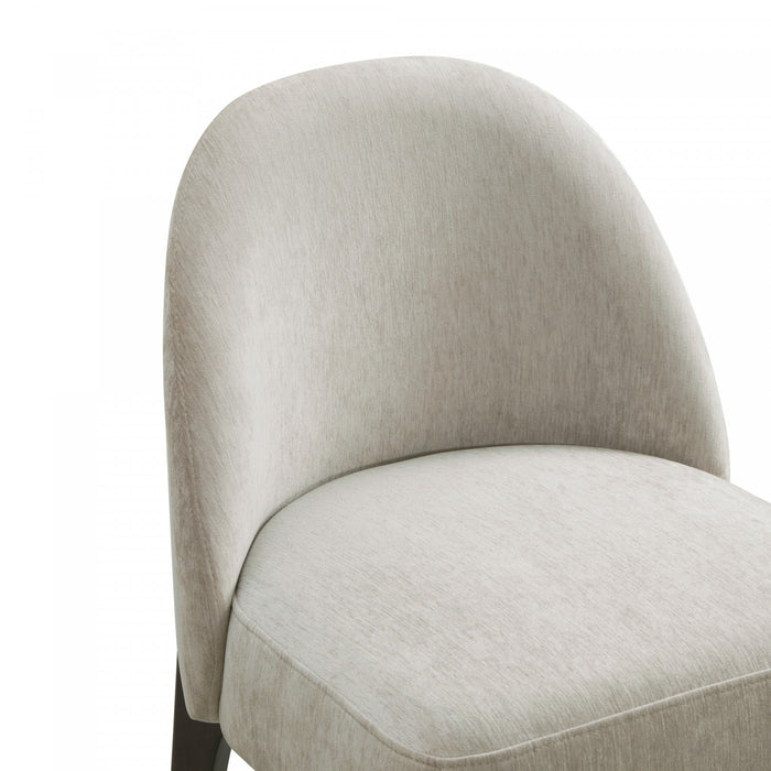 Chaise laterale contemporaine moderne Oslo en bois et chenille taupe - Lot de 2