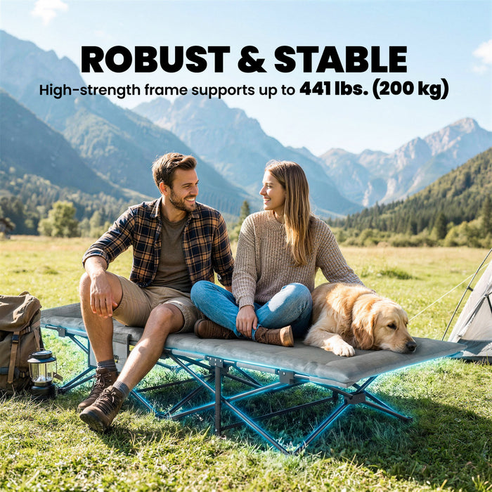 Lit de Camping Outsunny pour Adultes avec Coussin Rembourre, Gris