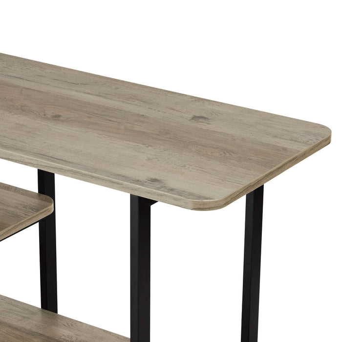 Table console contemporaine moderne Celine 180 cm en gris rustique (3 etageres)