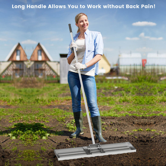Costway Pelouse Nivelage Rake 36 \"x 10\" Outil De Pelouse De Niveau Pour Jardin Arriere-cour/pelouse Argent