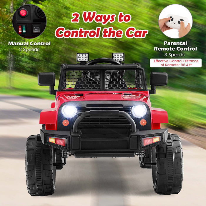 Costway 12v Enfants Roulent Sur La Telecommande De Vehicule Electrique De Voiture De Camion Avec La Musique Et Le Rouge Clair