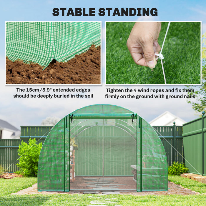 Outsunny Serre Tunnel de Jardin avec Tiges de Support, Vert