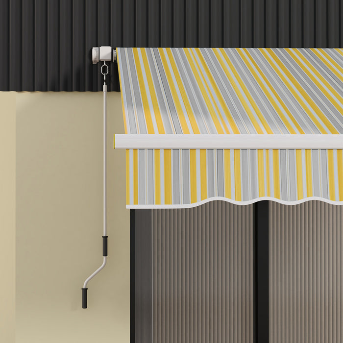 Outsunny Auvent Retractable 8' X 6.5' Avec Lumieres Led, Uv40+, Jaune/gris