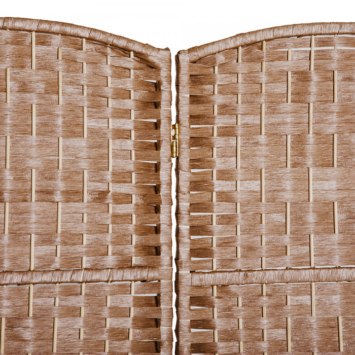 Homcom Separateur De Piece En Osier Tisse A Double Charniere