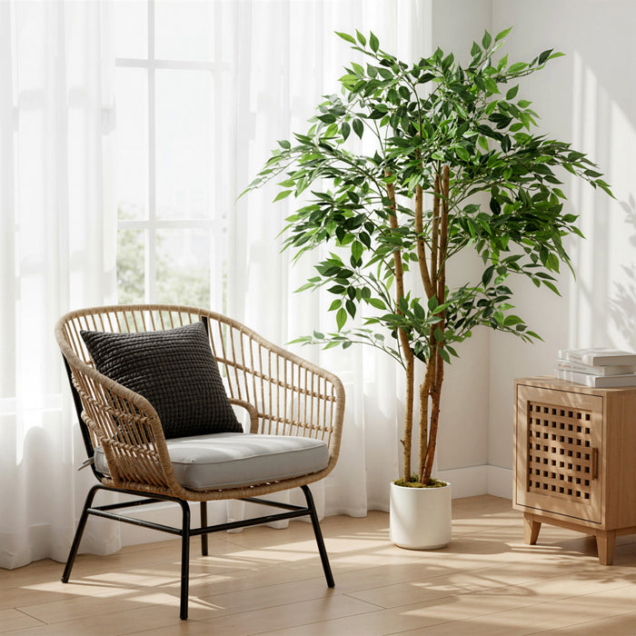 HOMCOM Faux Banian de 5pi, Ensemble de 2 Plantes Artificielles