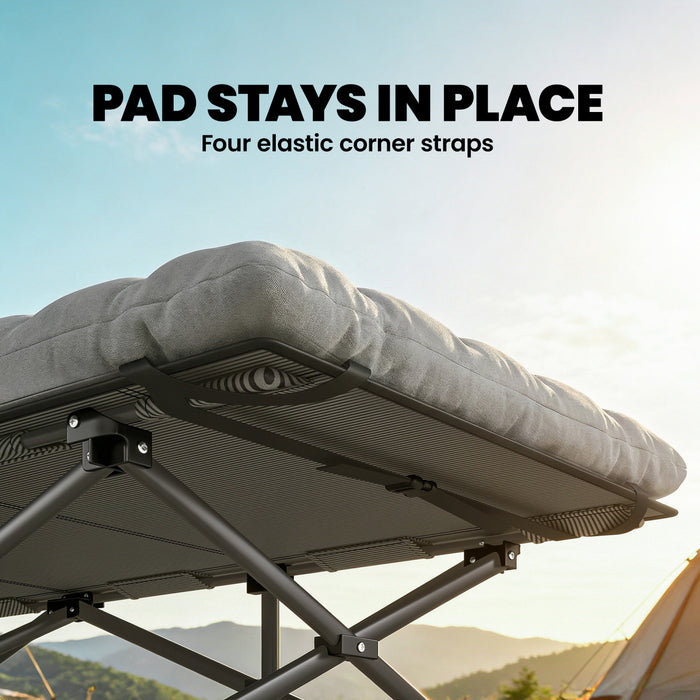 Outsunny - Lot de 2 lits de camping avec matelas, lits pliants extra larges de 80 cm, gris