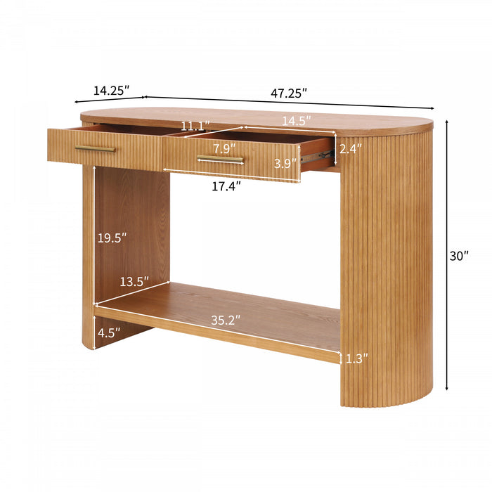 Console moderne Olivia 120 cm avec rangement et tiroirs - brune